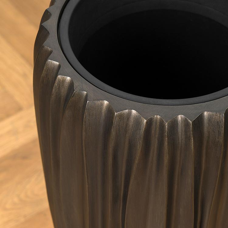 Кашпо Effectory Metal Tall Pot Wave Black Bronze Small - ракурс 3