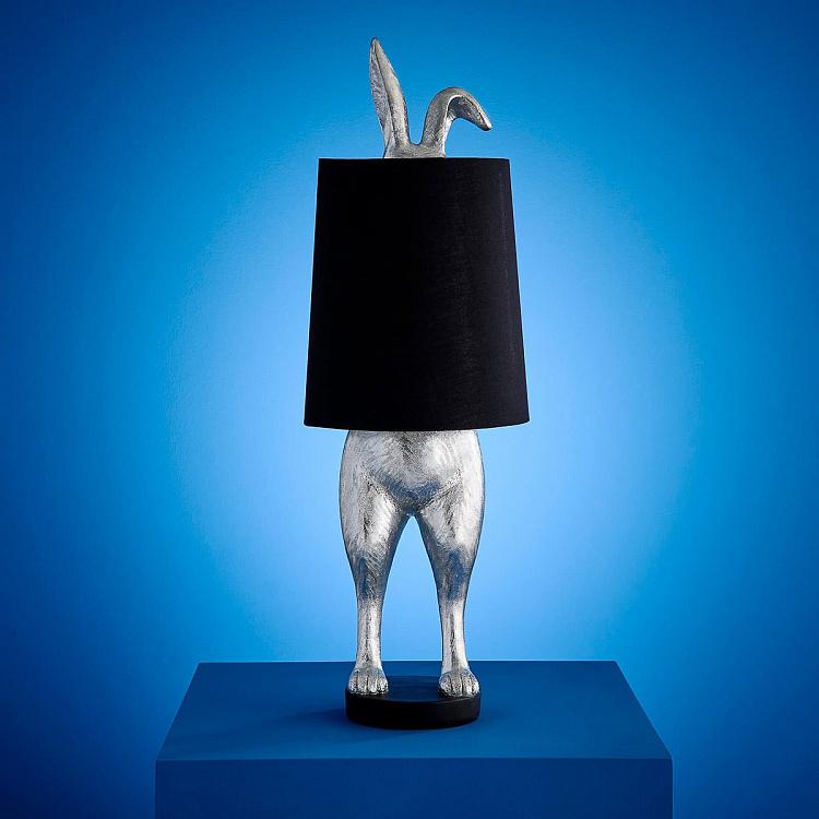 Настольная лампа Робкий кролик с чёрным абажуром Table Lamp Hiding Bunny Black