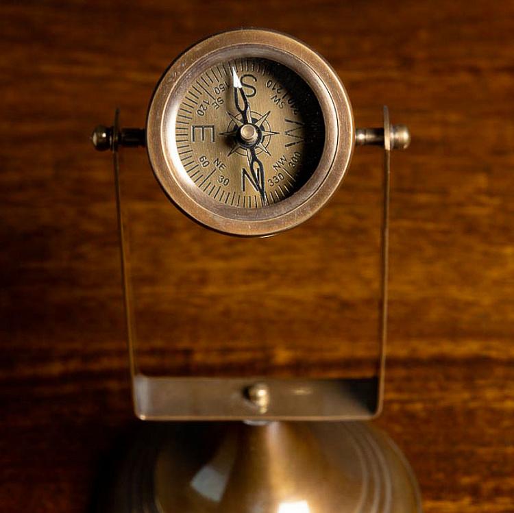 Песочные часы с компасом на подставке Sand Timer And Compass Brass Patina