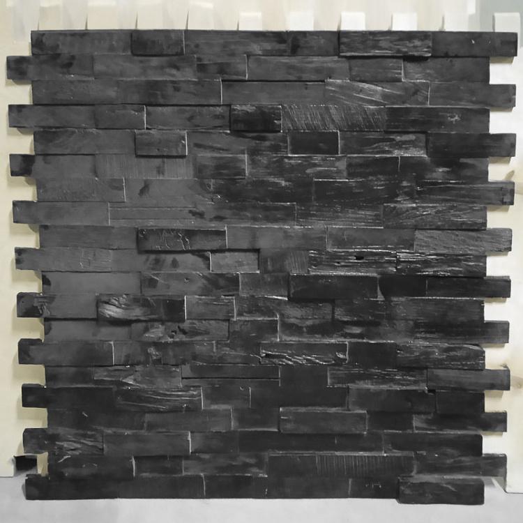 Стеновая панель из тика, угольно-чёрный цвет дисконт13 Teak Brick Panel Blackstone Finished discount13