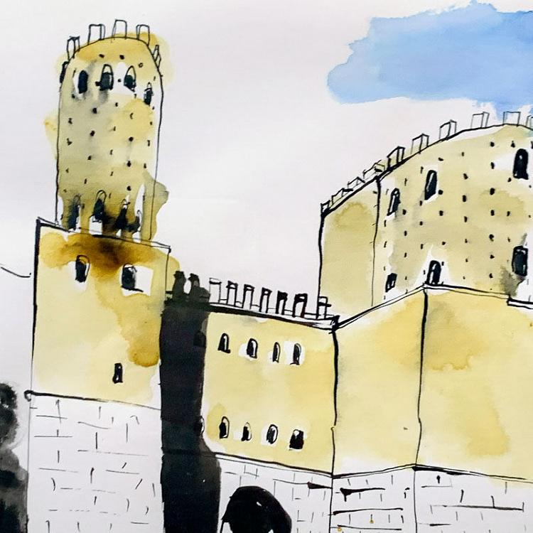Рисунок тушью Ворота Святого Себастьяна Porta Di San Sebastiano Drawing