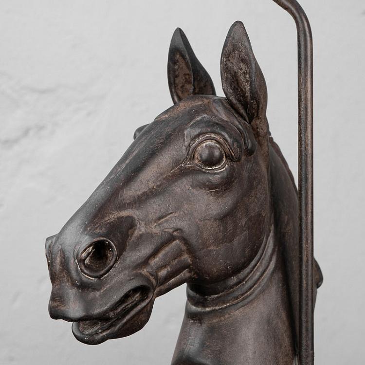 Настольная лампа с серым льняным абажуром Голова лошади Table Lamp Tete De Cheval With Shade