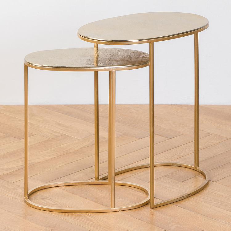 Набор из двух журнальных столиков золотистого цвета Set Of 2 Side Tables Gold