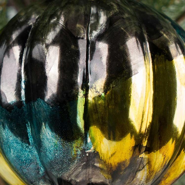 Ёлочная игрушка Шар алхимика, L Metal Base Ball Mercury Blue 12 cm