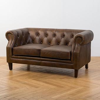 Parlament 2 Seater, Red Brown Wood D