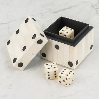 Wooden White Box With 5 Dices