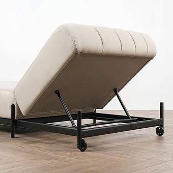 Садовый шезлонг-лежак Luna Lounger, Black акриловая ткань Light Stone - ракурс 7