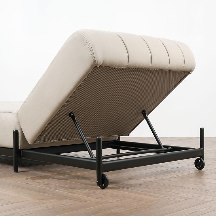 Садовый шезлонг-лежак Luna Lounger, Black акриловая ткань Light Stone - ракурс 7