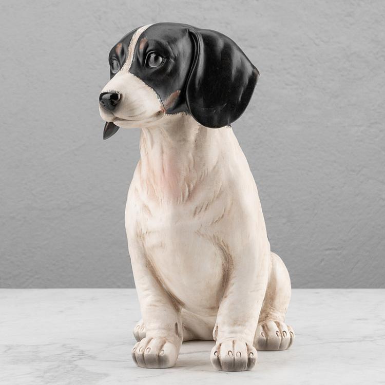 Статуэтка Сидящая чёрно-белая собака Sitting Dog Black And White