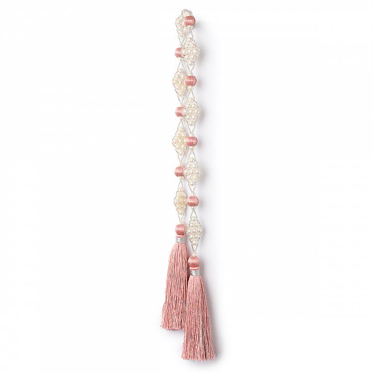 Гирлянда с имитацией жемчужин и розовыми кисточками Garland With Pearls And Tassels Pink 90 cm