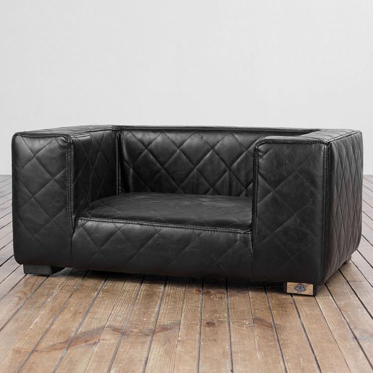 Чёрный диван для собак/кошек Эдоардо с прострочкой Бентли, S Edoardo Sofa Small, Faux Leather Black