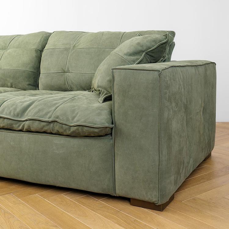 Трёхместный кожаный диван Сити, ножки цвета латуни City 3 Seater, Brass Metal Leather RM