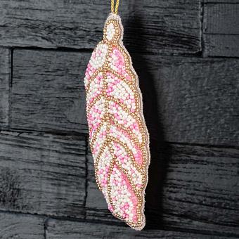 Ёлочная игрушка Feather Beads Pink 14 cm