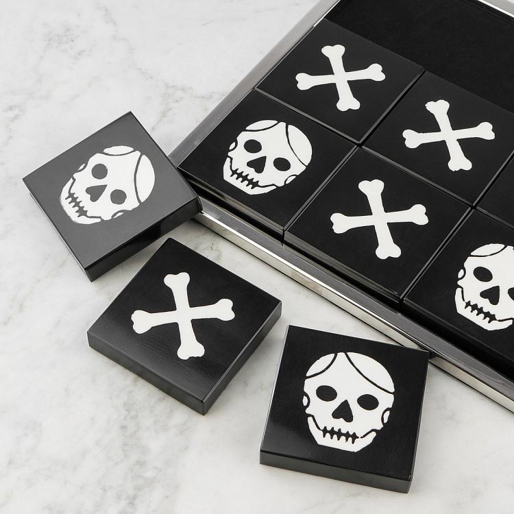 Настольная игра крестики-нолики в пиратском стиле на стальной подставке Pirates Tic Tac Toe In Steel Box