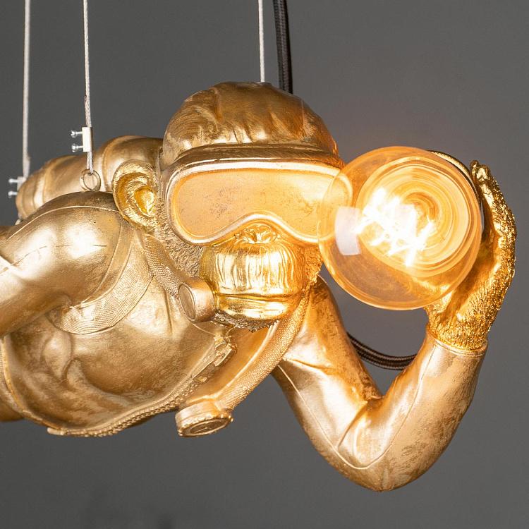 Подвесной светильник Дайвер Дэйв золотого цвета Ceiling Lamp Golden Diver Dave