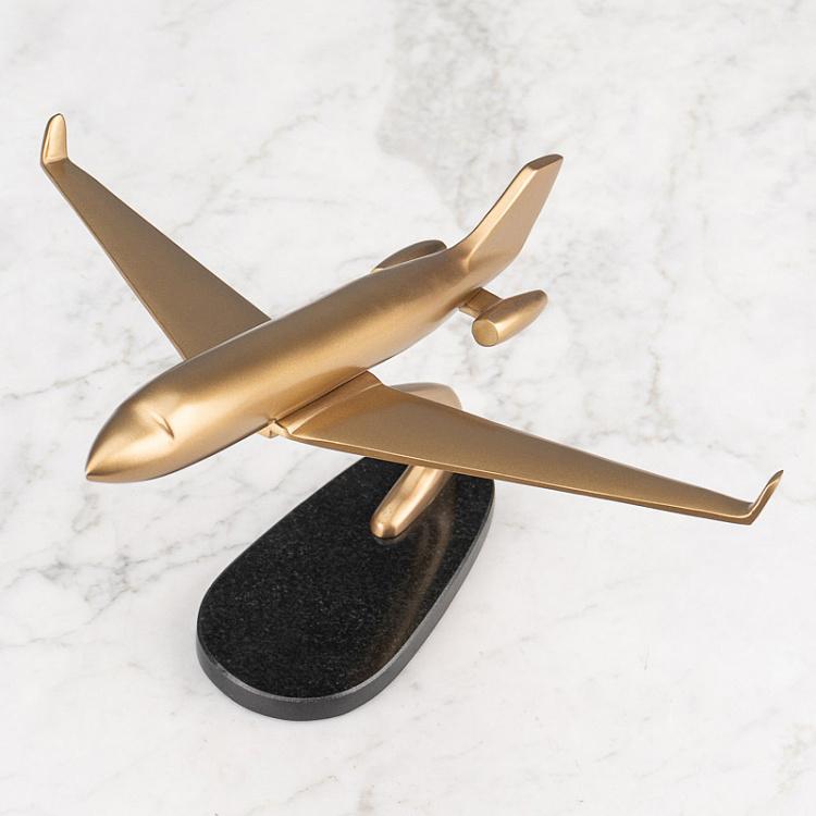 Статуэтка Самолет золотого цвета на подставке Golden Plane On Base