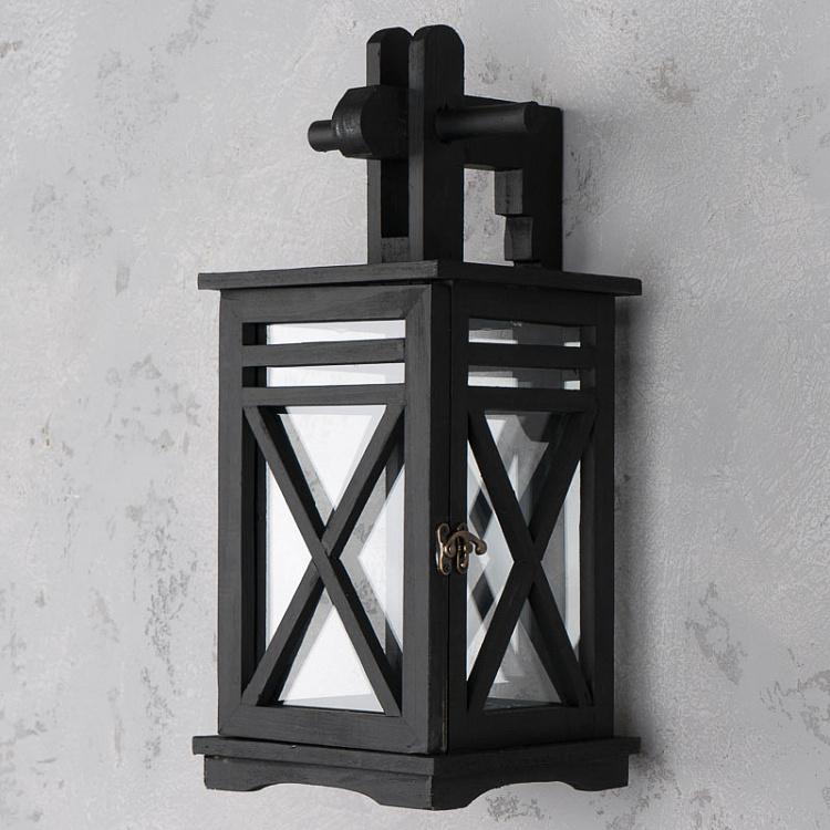 Black Wall Wooden Lantern