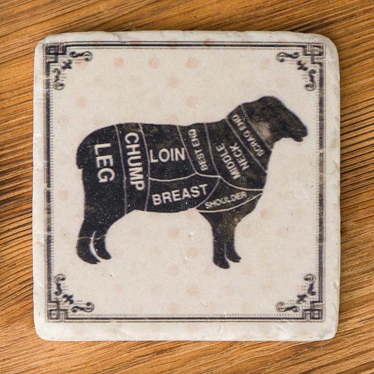 Набор из четырёх подставок под стаканы Фермерские обитатели Set Of 4 Stone Coasters Farm Animals
