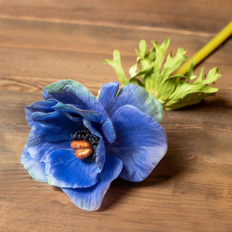 Искусственный цветок Синяя анемона, 55 см Anemone L. With Polybag Blue 55 cm
