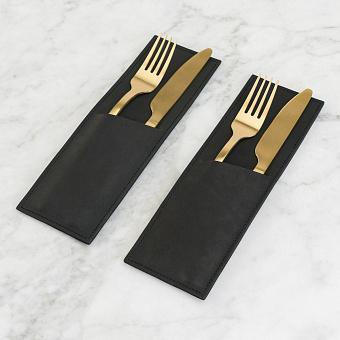 Набор из 2-х конвертов для столовых приборов Set Of 2 Cutlery Envelopes Noire натуральная кожа Noire