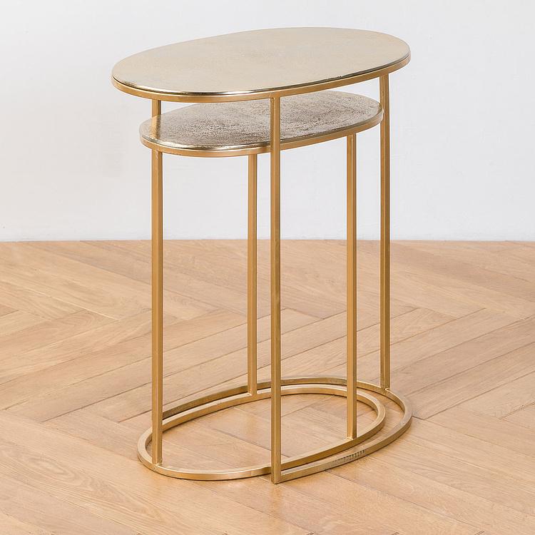 Набор из двух журнальных столиков золотистого цвета Set Of 2 Side Tables Gold