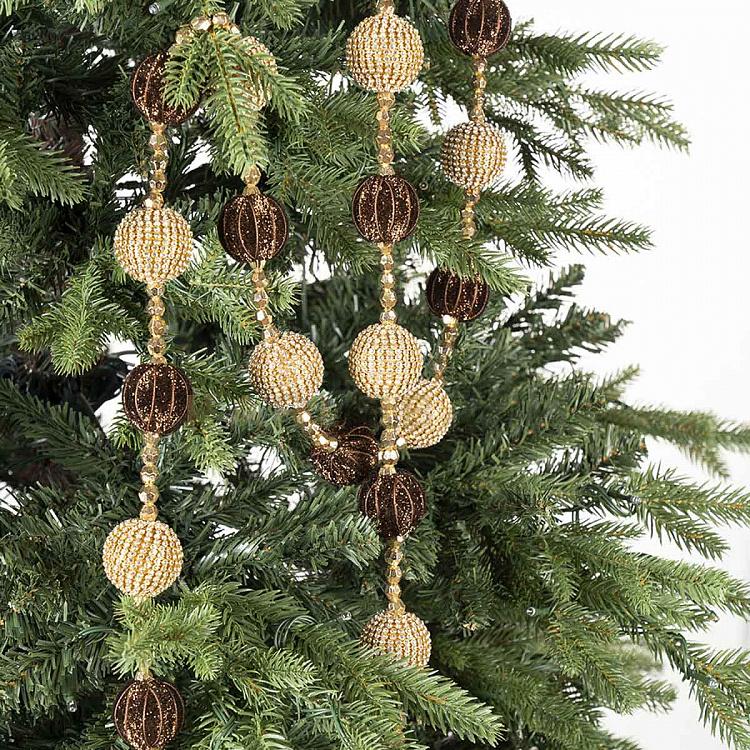 Гирлянда из Золотистых и коричневых шаров Garland With Balls Gold And Brown 182 cm