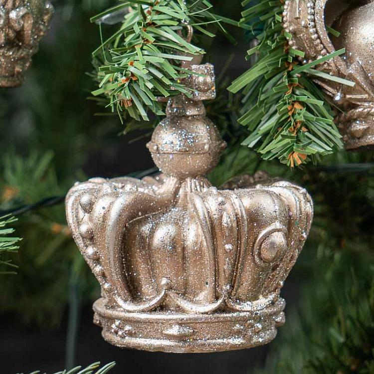 Набор из четырёх ёлочных игрушек с блёстками Короны Set Of 4 Crown Hangers With Glitter 9,5 cm