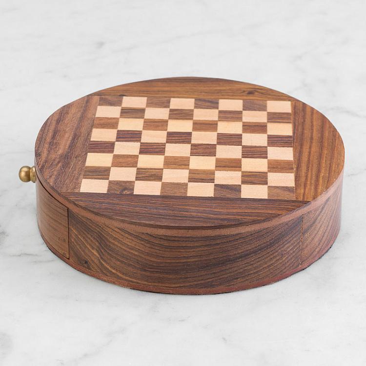 Настольная игра Шахматы в деревянном ящике Chess Game In Round Wooden Box