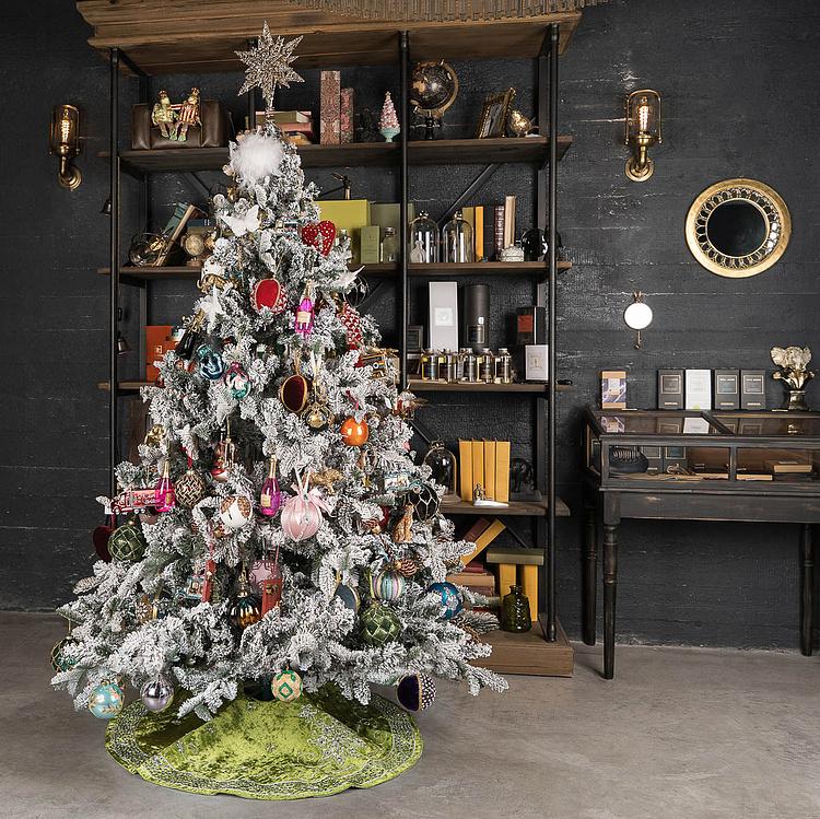 Зелёный коврик-юбка под ёлку большой с серебряными пайетками Silver Beads Christmas Tree Skirt Green 120&nbsp;cm