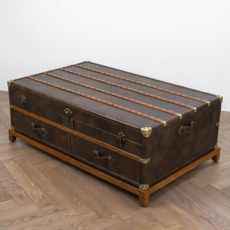 Журнальный стол-сундук Piligrim Coffee Table, Light Wood RM натуральная кожа Antique Master - ракурс 6
