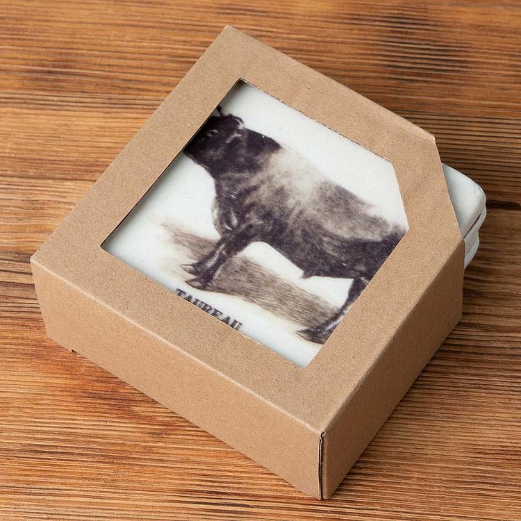 Набор из четырёх подставок под стаканы Коровы Set Of 4 Stone Coasters Cows