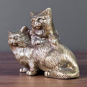 Two Cats Decoration In Brass