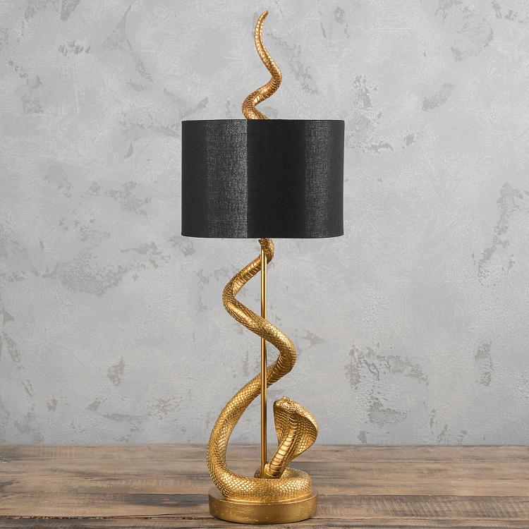 Настольная лампа с абажуром Кобра Table Lamp Kaara Gold/Black