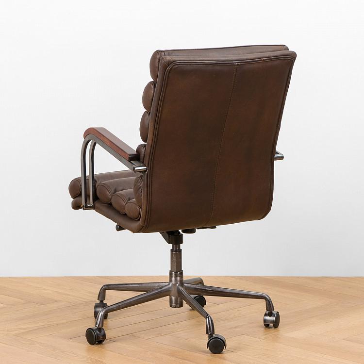 Рабочее кресло Турин, красно-коричневые подлокотники Ufficio Torino Armchair, Red Brown Wood D