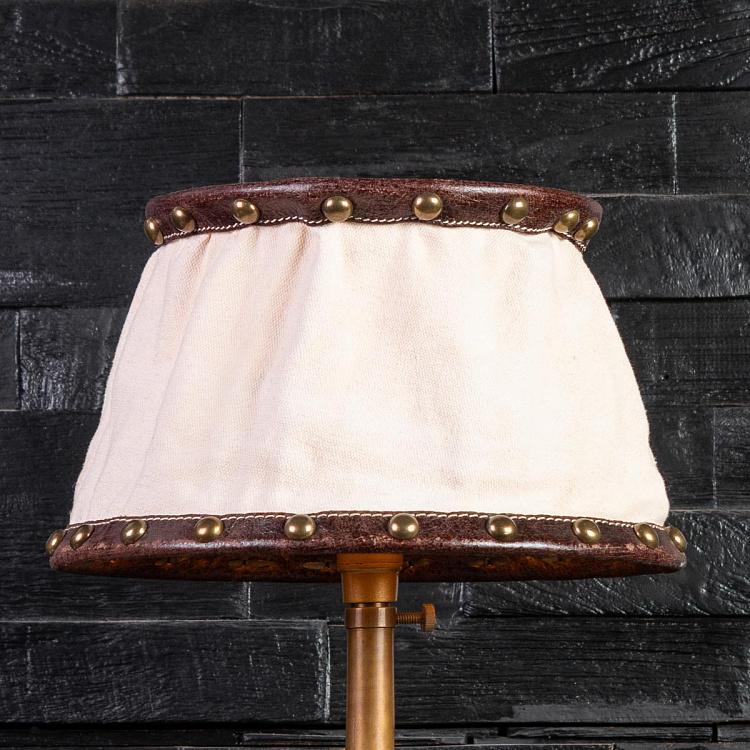 Абажур из льна с кожаной отделкой, 25 см Lamp Shade Brown Leather And Canvas 25 cm