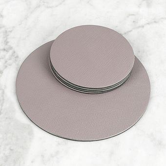 Набор из 5-ти подставок под стаканы Set Of 5 Round Coasters натуральная кожа Smoky