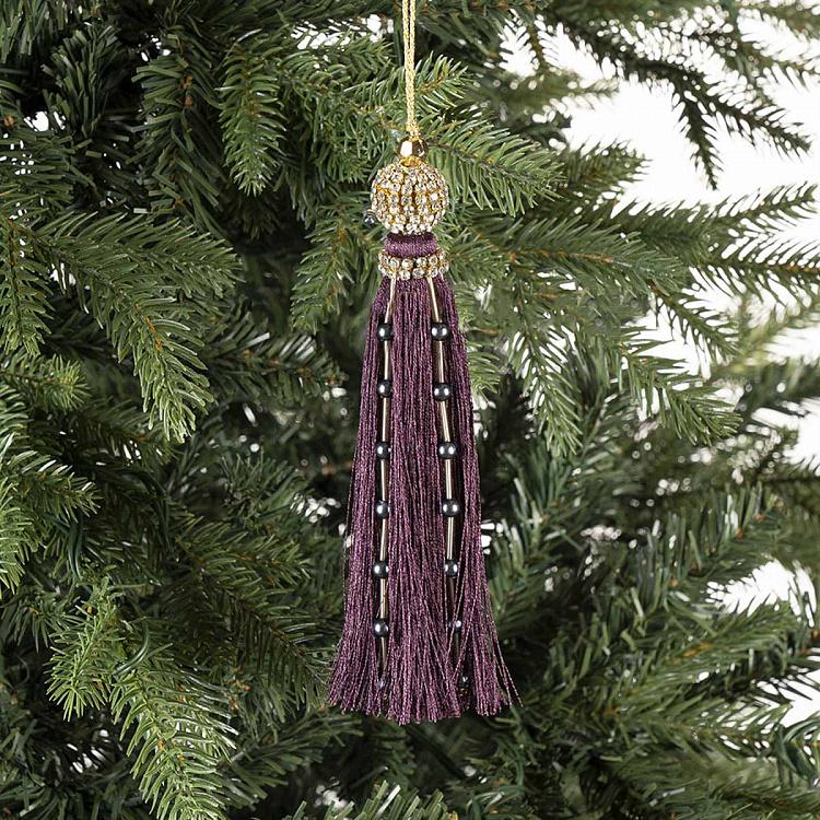 Новогодняя подвеска Фиолетовая кисточка с бусинами Tassel Beads Pendant Purple 16 cm