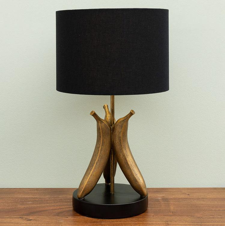 Настольная лампа с чёрным абажуром Бананы Banana Table Lamp Antique Gold With Shade