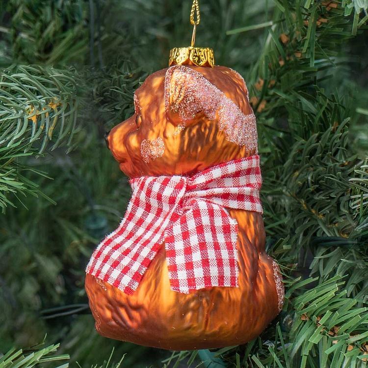 Ёлочная игрушка Медведь в шарфе тартан Glass Tartan Scarf Bear Brown 10&nbsp;cm