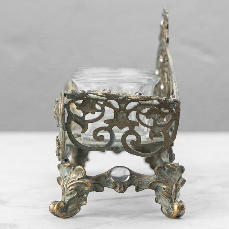 Металлический подсвечник для трёх свечей Диван Glass Metal Antique 3 Votive On Sofa Chair Gold