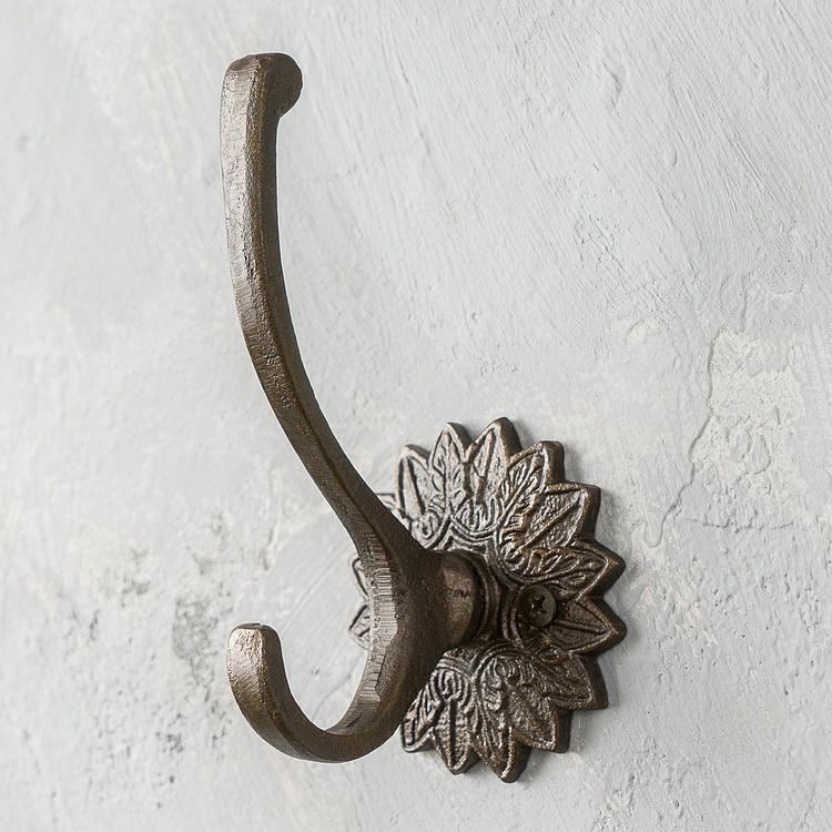 Двухрожковый чугунный крючок с цветком Decorative Star Plate Cast Iron Hook