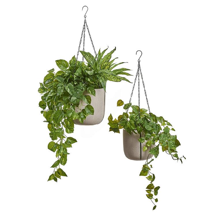 Подвесное серо-белое кашпо-чаша Эффектори Бетон, S Effectory Beton Hanging Bowl White Sand Small