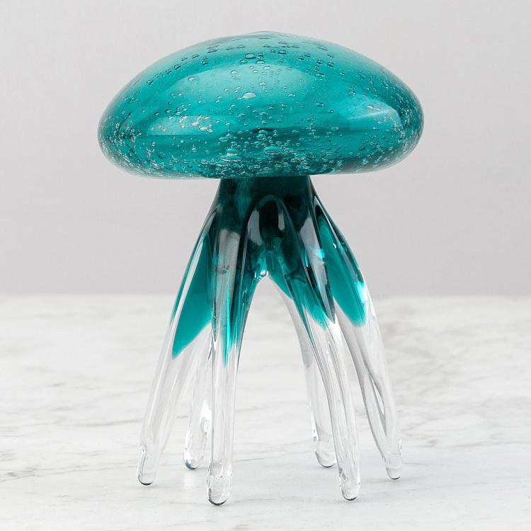 Статуэтка Стеклянная бирюзовая медуза, L Glass Turquoise Jellyfish Large