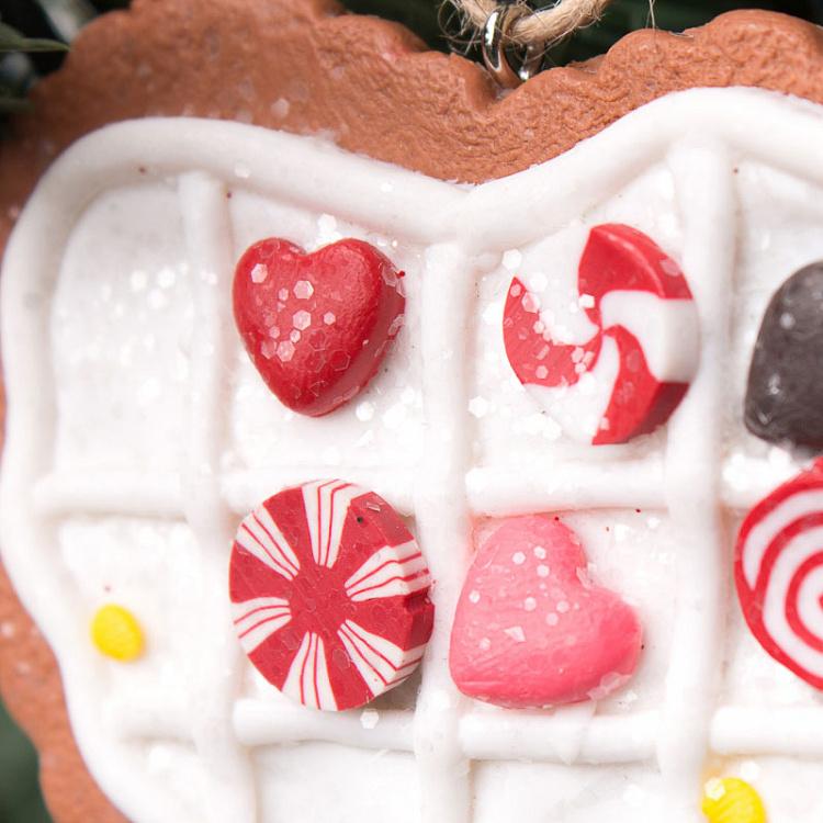 Набор из трёх ёлочных игрушек Печенье в форме сердец Set Of 3 Clay Cookie Hearts White 7,5 cm
