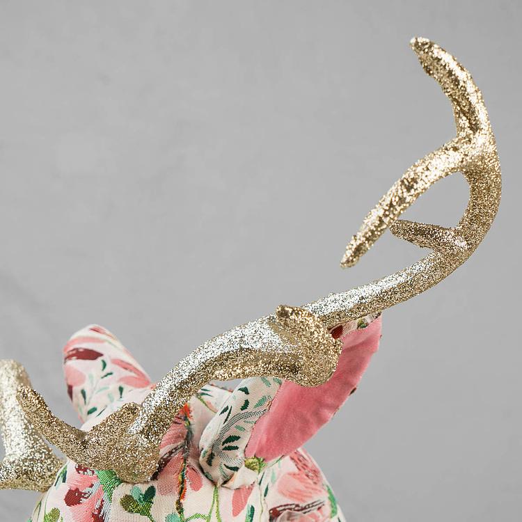 Статуэтка Олень с цветочным узором и золотыми рогами Floral Deer With Golden Horns