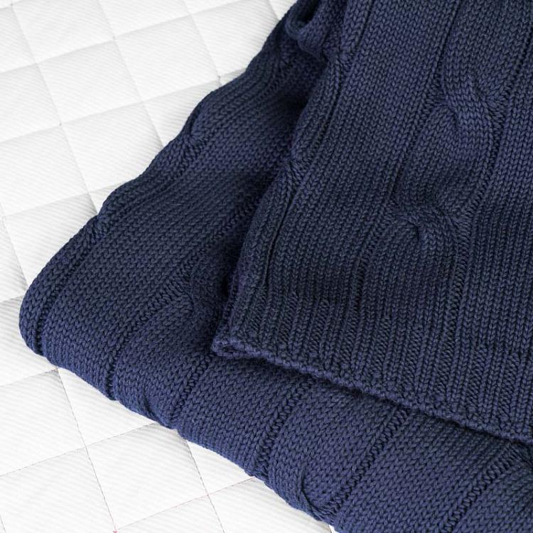 Тёмно-синий вязаный плед Мессина Messina Knit Throw Deep Blue