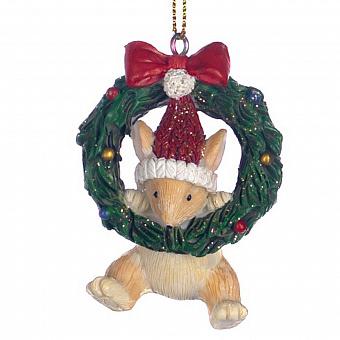 Ёлочная игрушка Xmas Mouse Hanging In Wreath 6 cm