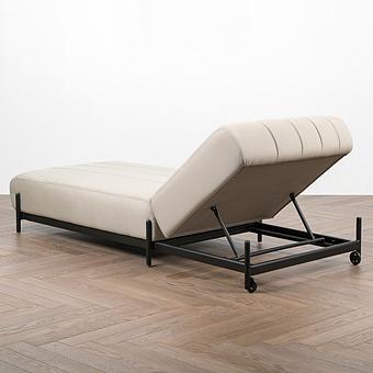 Садовый шезлонг-лежак Luna Lounger, Black акриловая ткань Light Stone - ракурс 4