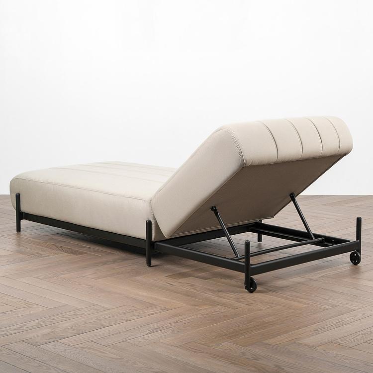 Садовый шезлонг-лежак Luna Lounger, Black акриловая ткань Light Stone - ракурс 4