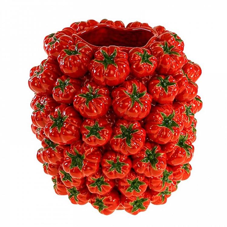 Красная пузатая ваза Помидоры Tomato Red Vase Wide